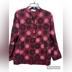 East Meets West  Boho Mens Long Sleeve Tunic Size S/M